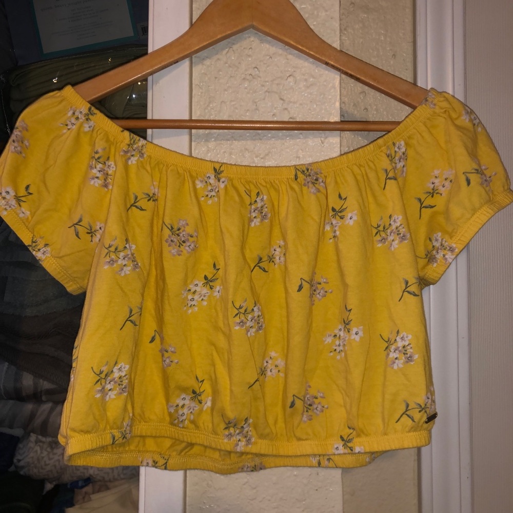 yellow floral crop top
